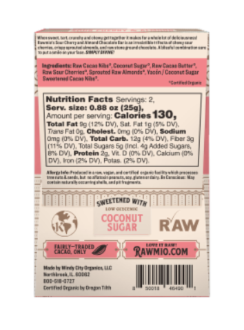 Rawmio Sour Cherry & Almond Raw Chocolate Bark