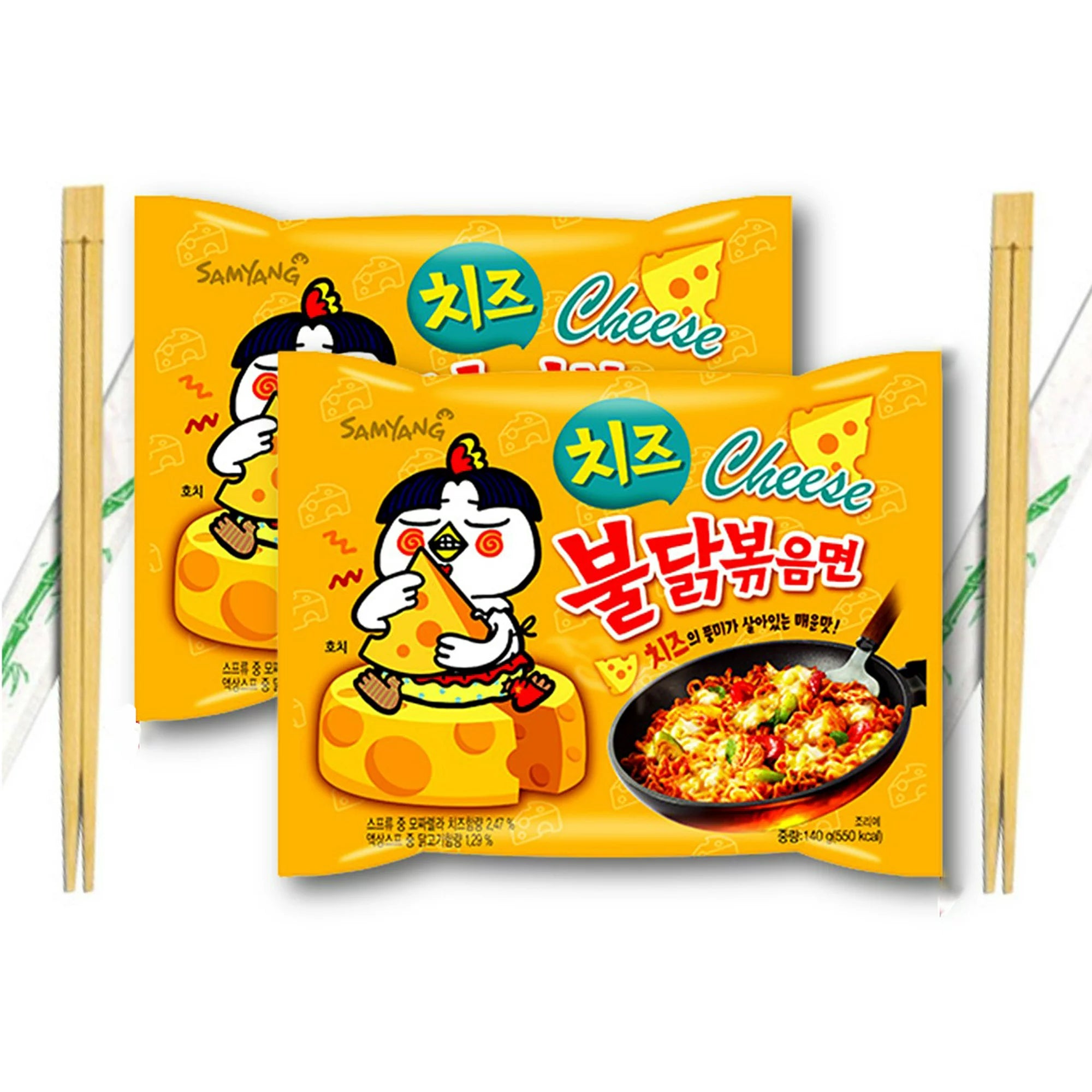 Samyang Buldak CHEESE Hot Chicken Flavor Ramen Stir-Fried with Wooden Chopsticks (2)