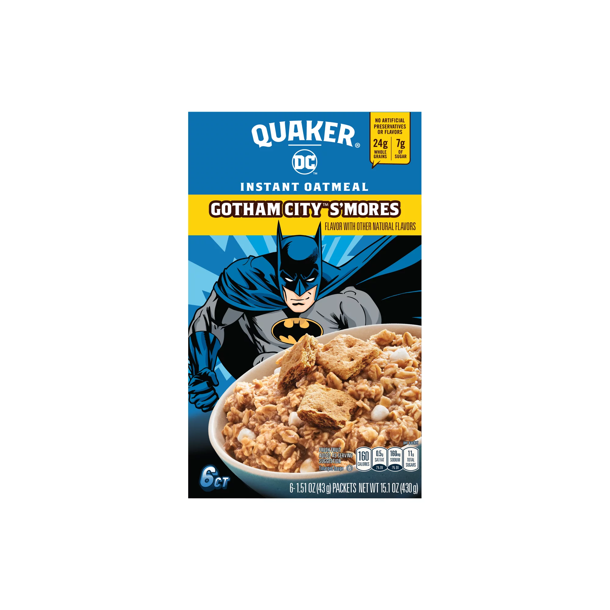 Quaker Kids S'mores Instant Oatmeal 1.51 oz, Cont. 6