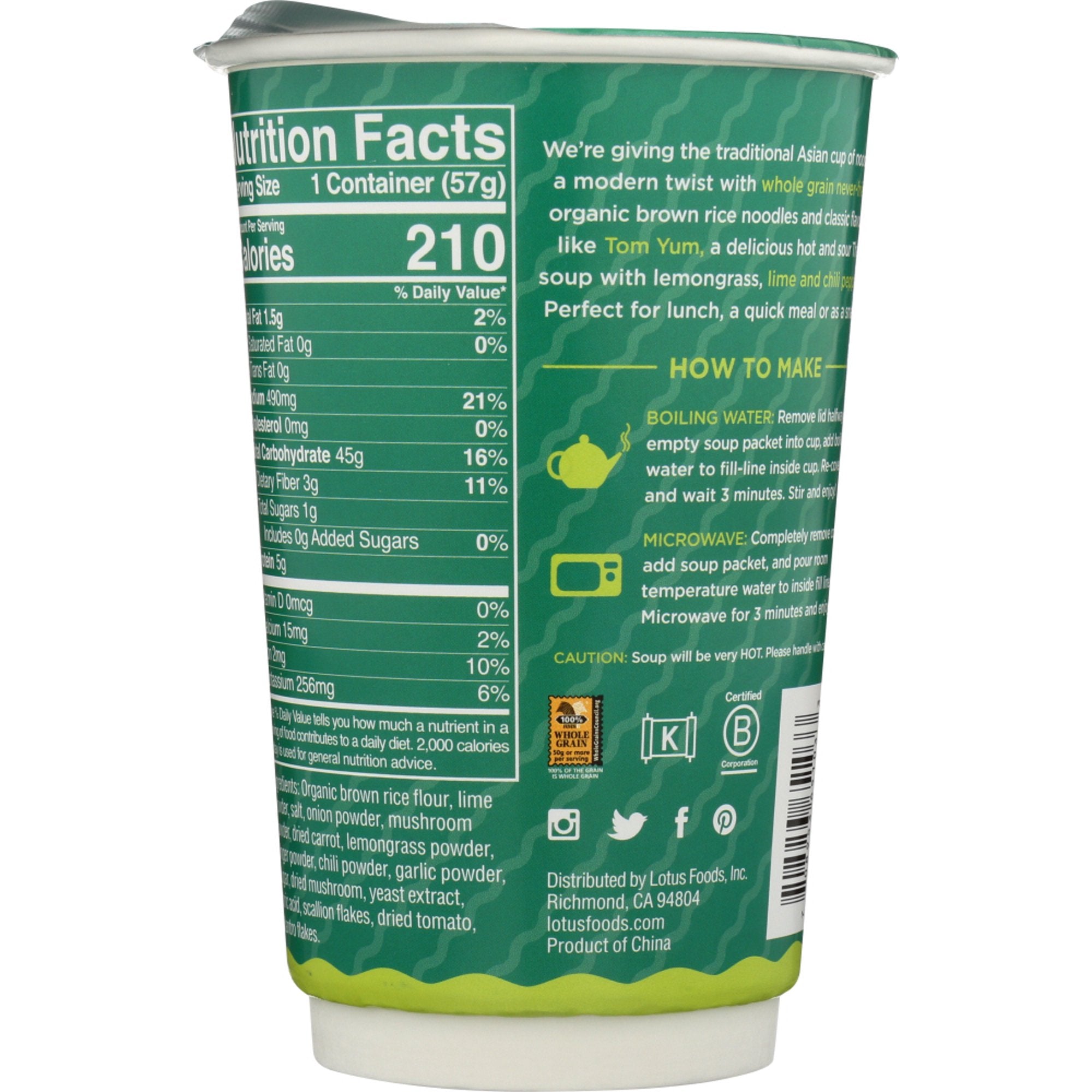 Tom Yum Rice Ramen Noodle Soup Cup