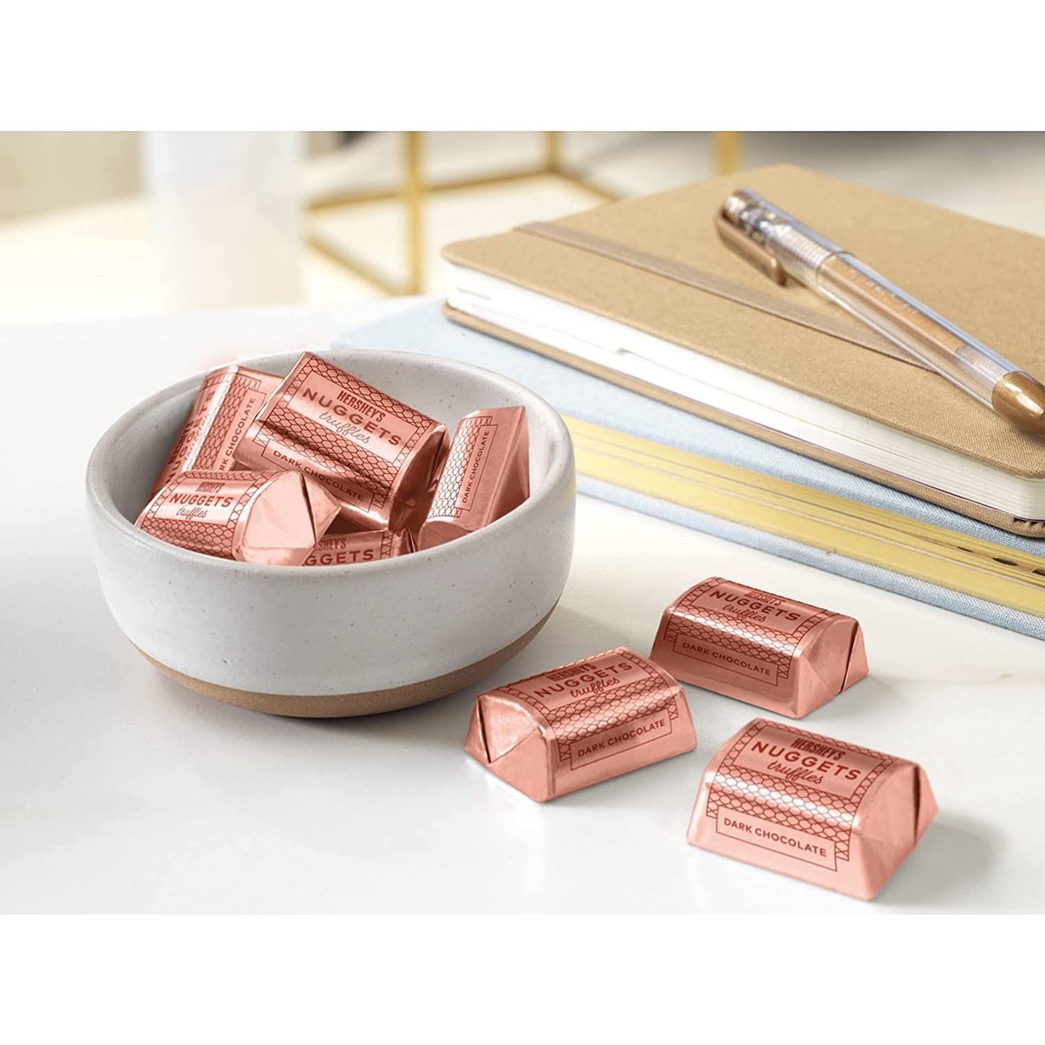 HERSHEY'S NUGGETS - Dulces de trufas de chocolate negro, 7.7oz