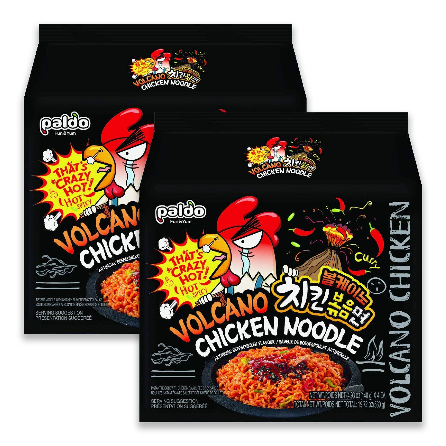 Paldo Fun & Yum Volcano Extremely Hot & Spicy Stir Fried Chicken Instant Noodles